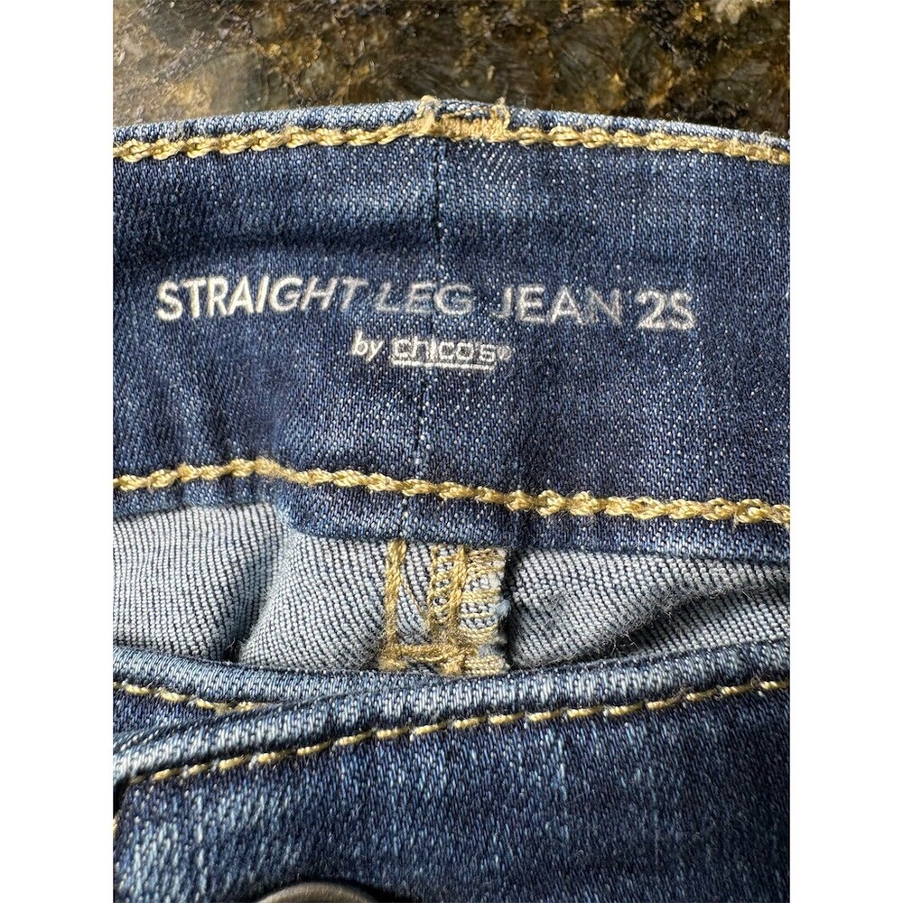 Chico's Jeans Womens Size 12 Short Blue Straight Leg Mid Rise - Picture 8 of 9